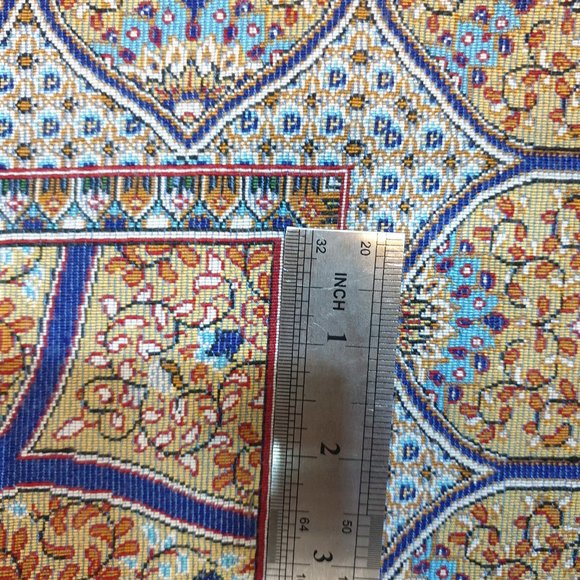 4x3 Pak Persian 1330 KPSI Purple Blue Brown Almond Qum Wool Silk Decor Area Rug - Picture 6 of 6